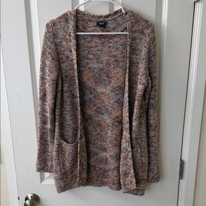 Roots Multicolor Speckled Open-Front Cardigan (cream, brown, pink)